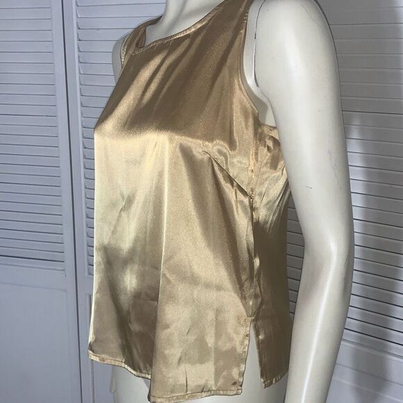Vintage 90’s Gold Sheer Long Sleeve Button Down Shirt with Matching Gold Sleevel - Picture 12 of 13